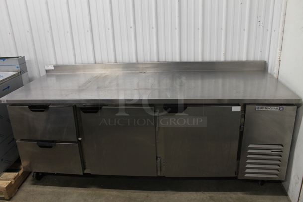 Beverage Air WTRD93AHC-2 Stainless Steel Commercial Work Top 2 Door Cooler w/ 2 Drawers on Commercial Casters. 115 Volts, 1 Phase. Tested and Working! - Image 1 of 3