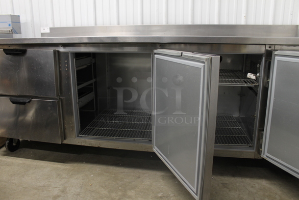 Beverage Air WTRD93AHC-2 Stainless Steel Commercial Work Top 2 Door Cooler w/ 2 Drawers on Commercial Casters. 115 Volts, 1 Phase. Tested and Working! - Image 2 of 3
