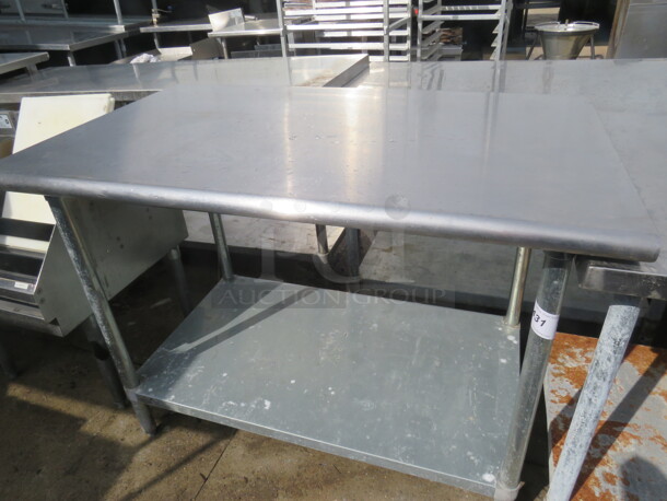 One Stainless Steel Table With Under Shelf. 48X30X36