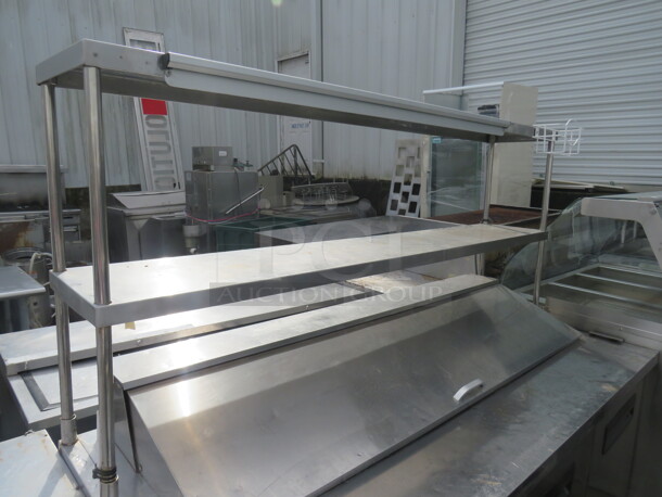 One Blue Air 3 Door Refrigerated Prep Table With 2 SS Over SHelves, 48 Inch Ticket Rail, 10 Inch Wire Basket, And 3 Racks, On Casters. Model# BAPT72. 115 Volt. 72X30X68 - Image 3 of 5