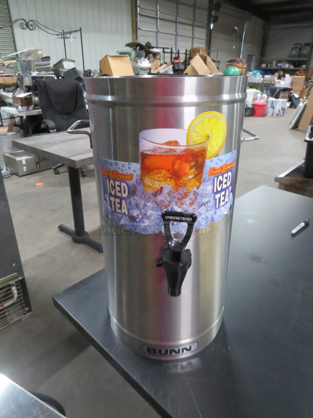 One Stainless Steel Bunn Tea Dispenser With Spigot.