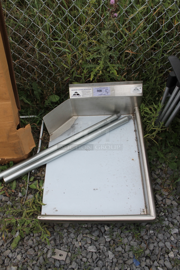 BRAND NEW SCRATCH AND DENT! Advance Tabco Stainless Steel Commercial Right Side Clean Side Dishwasher Table w/ Legs. - Image 1 of 5