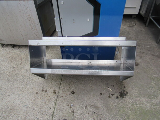 One Double Stainless Steel Wall Mount Shelf. 36X12X19