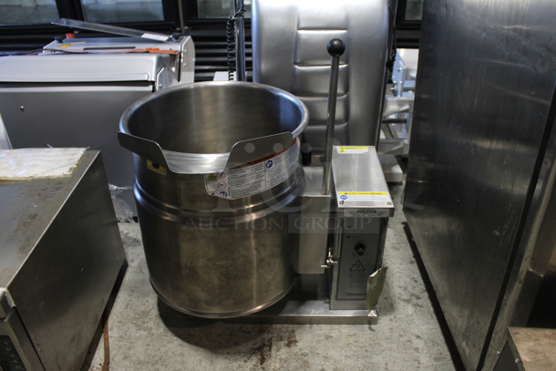 Cleveland Stainless Steel Commercial Countertop Electric Powered Steam Kettle Tilting Kettle. 125/250 Volts, 1 Phase. 