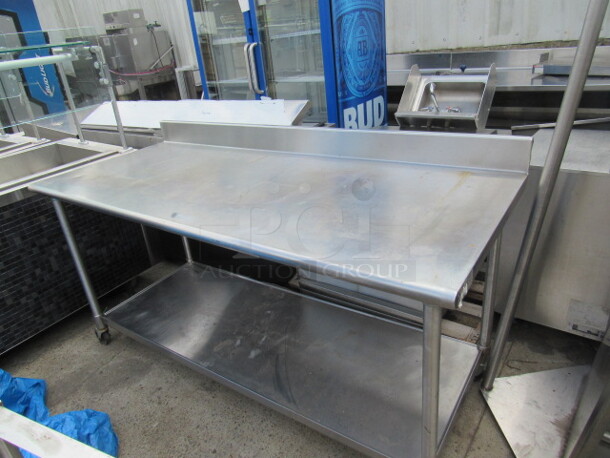 One Stainless Steel Table With A Stainless Steel Under Shelf On Casters. 72X30X40 - Image 2 of 2