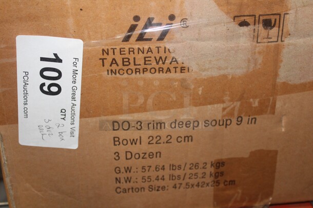 NEW IN BOX! 2 Boxes (36 Each) Iti 9" Deep Rim Soup Bowls. 72X Your Bid!  - Image 2 of 2