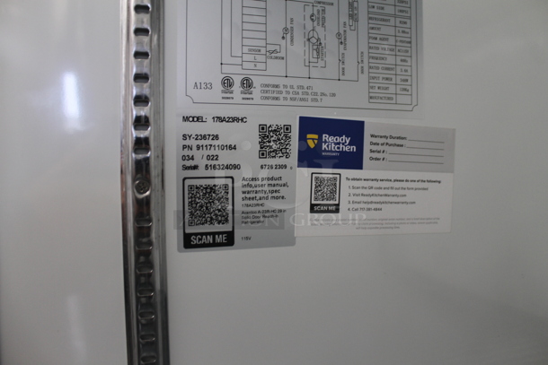 BRAND NEW SCRATCH AND DENT! 2023 Avantco 178A23RHC Stainless Steel Commercial Single Door Reach In Cooler w/ Poly Coated Racks on Commercial Casters. 115 Volts, 1 Phase. Tested and Working! - Image 6 of 6