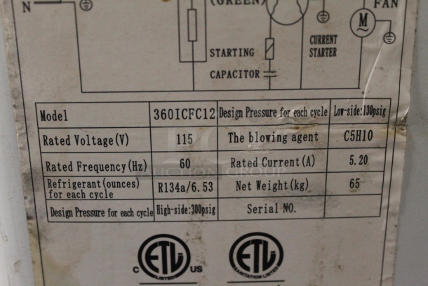 Avantco 360ICFC12 Metal Commercial Chest Freezer Merchandiser on Commercial Casters. 115 Volts, 1 Phase. Tested and Powers On But Does Not Get Cold - Image 6 of 6