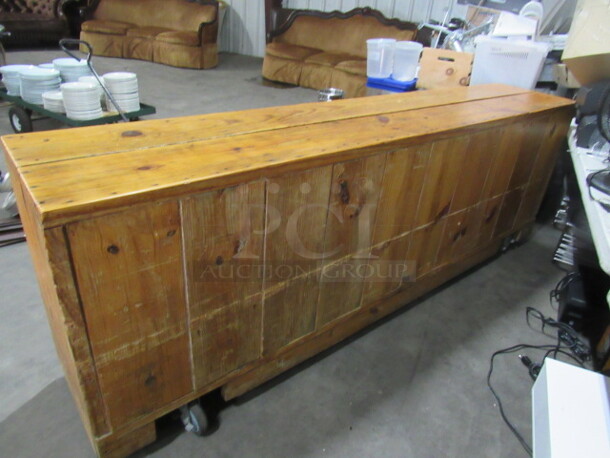 One Solid Wood Organization Counter With Storage And Shelves On Casters.  - Image 2 of 2