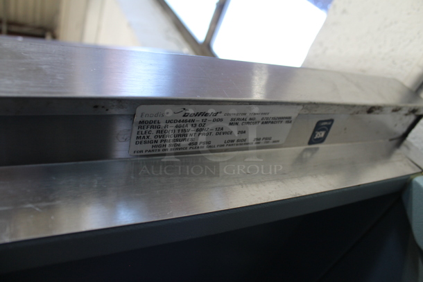 Delfield UCD4464N-12-DD5 Stainless Steel Commercial Sandwich Salad Prep Table Bain Marie Mega Top w/ 4 Drawers and 2 Tier Over Shelf. 115 Volts, 1 Phase. Tested and Working! - Image 8 of 8