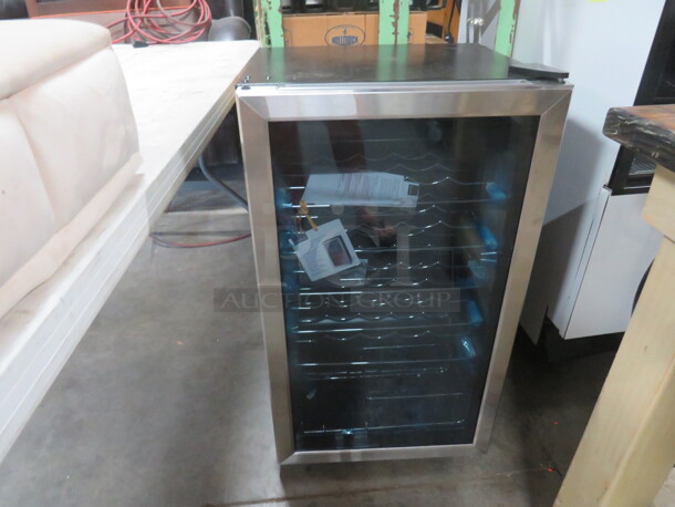 One NEW Glass Door Insignia 29 Bottle Wine Cooler. 115 Volt. Model# NS-WC29SS9. Small Ding On Top. See PIC. 19X17X33 WORKS GREAT! - Image 1 of 3