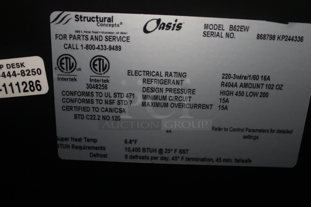 Structural Concepts Oasis B62EW Metal Commercial Floor Style Open Grab N Go Merchandiser w/ Metal Shelves. 220 Volts, 1 Phase. - Image 7 of 7