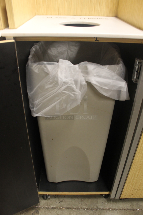 3 Wood Pattern Trash Can Shells w/ Trash Deposit Hole and Door. 3 Times Your Bid! - Image 6 of 6