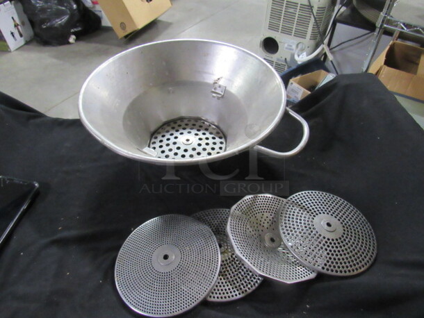 One Stainless Steel Sifter With Assorted Changeable Sifter Plates.