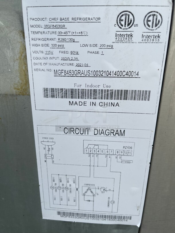Late Model! Atosa USA MGF8453GR 72 inch 4 Drawers Refrigerated Chef Base with Extended Top, 12.1 cu. ft. 115 Volt Tested and Working! 72x32x27 - Image 7 of 8