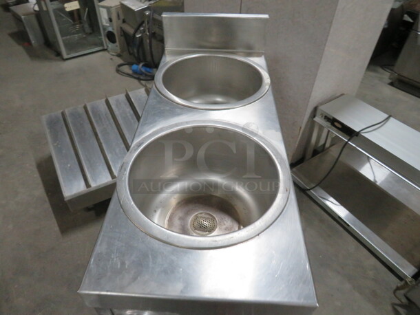 One Wells Stainless Steel Heated 2 Well Warmer With 1 Door Under Storage, On Casters. #SS10T. 120 Volt. 12X32X40 - Image 2 of 4