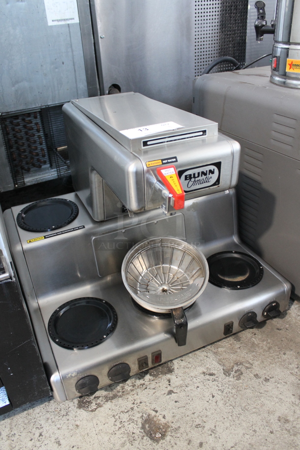 Bunn Stainless Steel Commercial Countertop 5 Burner Coffee Machine w/ Hot Water Dispenser and Metal Brew Basket.  - Image 2 of 7