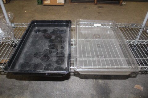 NEW! 10 Cambro Plastic Full Size x 2.5" Insert/Pans. 9 Clear, 1 Black. 10X Your Bid! 