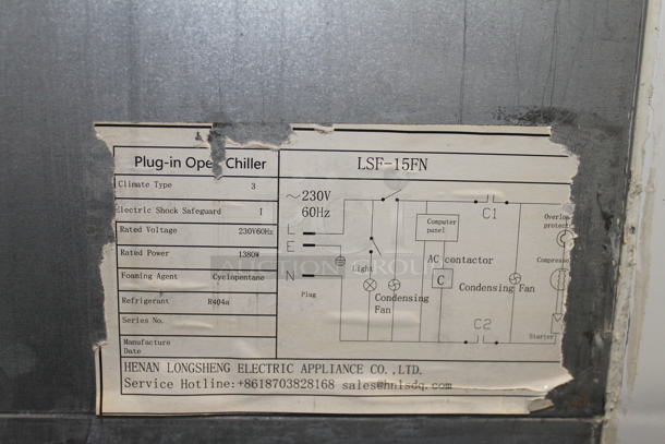Henan Longsheng LSF-15FN Metal Commercial Floor Style Open Grab N Go Merchandiser w/ Metal Shelves on Commercial Casters. 230 Volts, 1 Phase.  - Image 6 of 9
