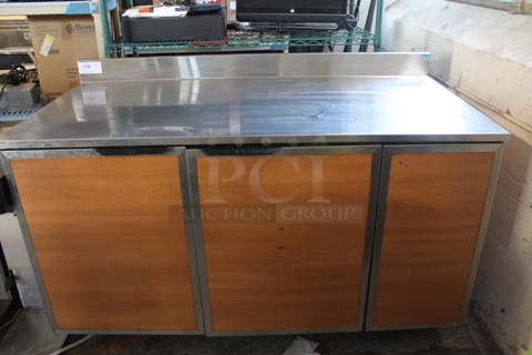 Duke RBC-60M Stainless Steel Commercial 2 Door Work Top Cooler w/ Back Splash. 120 Volts, 1 Phase. Tested and Working!