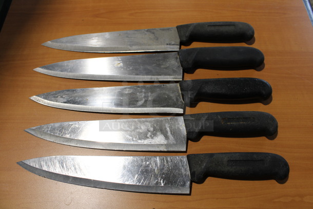 5 Sharpened Stainless Steel Chef Knives. Includes 14