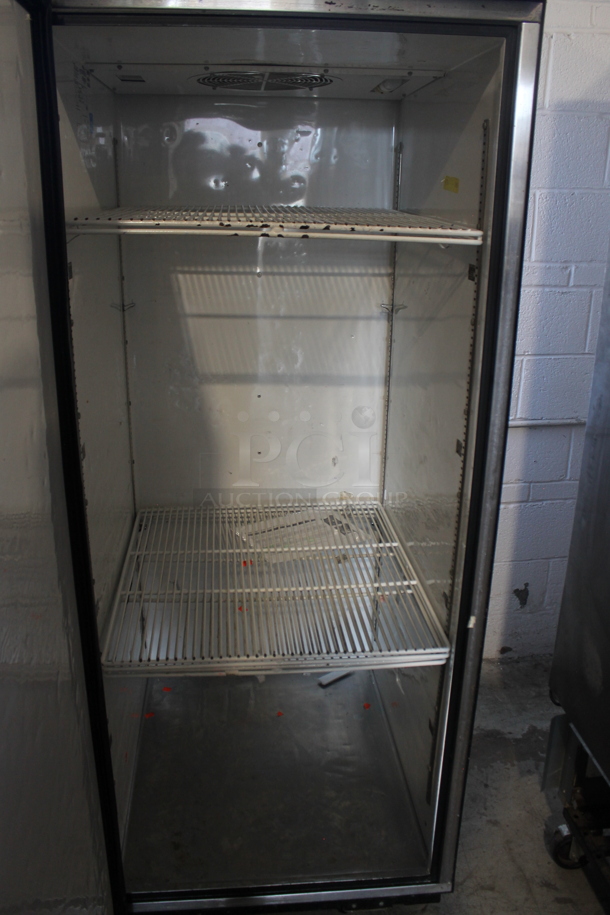 2015 True TG1R-1S ENERGY STAR Stainless Steel Commercial Single Door Reach In Cooler w/ Poly Coated Racks on Commercial Casters. 115 Volts, 1 Phase. Tested and Working! - Image 2 of 3