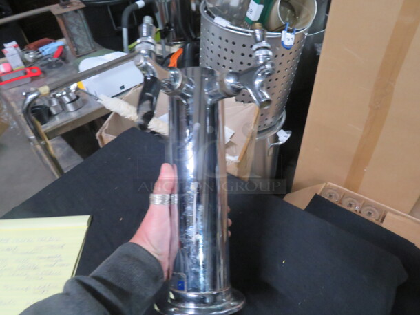 One SS Keg Tower With 2 Taps. - Image 1 of 3
