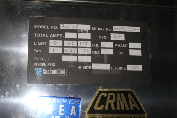 CustomCool BW78 Metal Commercial 2 Door Cooler Merchandiser. 115 Volts, 1 Phase. Does Not Come w/ Remote compressor.  - Image 9 of 10
