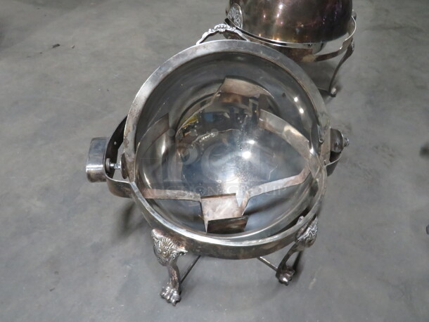 One Round Silver Roll Top Chafer. No Bowl.