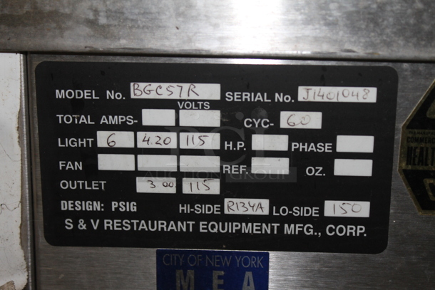 CustomCool BGC57R Metal Commercial Floor Style Deli Display Case Merchandiser 115 Volts, 1 Phase. Tested and Powers On But Does Not Get Cold - Image 8 of 11