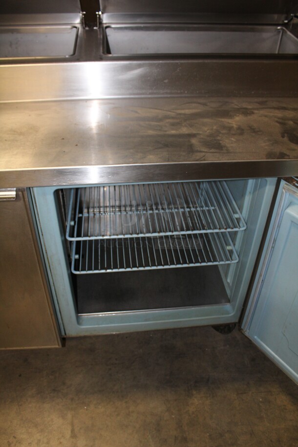 NICE! Delfield 2 Door Refrigerated Prep Table With Overshelves On Casters! 66x32.5x73. 115V/60Hz Working When Pulled!  - Image 5 of 8