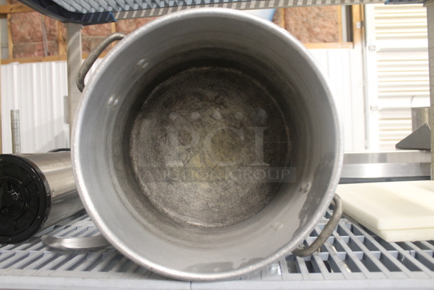 ALL ONE MONEY! Two Tier Lot of Various Metal Items Including Dough Hook Attachment for Mixer, Stock Pot and Utensils - Image 6 of 7