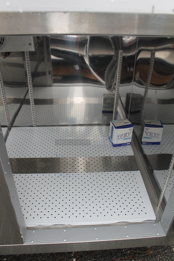 BRAND NEW SCRATCH AND DENT! CustomCool BM108R Stainless Steel Commercial Sandwich Salad Prep Table Bain Marie. Does Not Come w/ Remote Compressor.  - Image 7 of 9