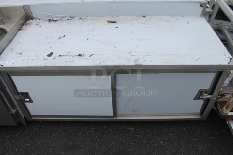 BRAND NEW SCRATCH AND DENT! Stainless Steel Commercial Counter w/ Back Splash, 2 Doors and Under Shelf.