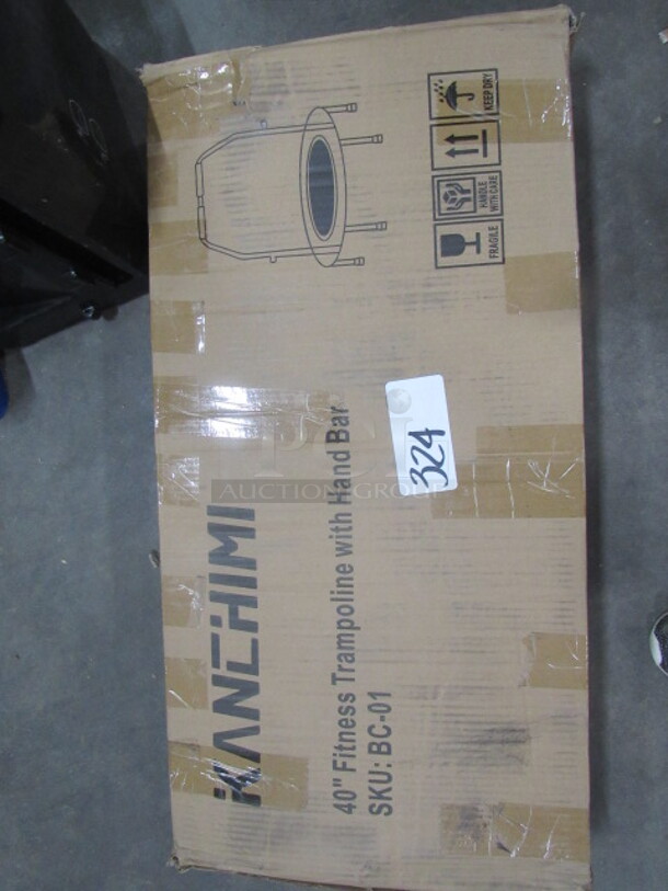 One NEW Kanchimi 40 inch Fitness Trampoline With Hand Bar. 30.5X4.5X15