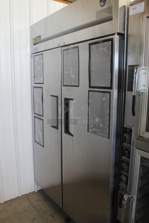 2014 True TG2R-2S ENERGY STAR Stainless Steel Commercial 2 Door Reach In Cooler w/ Poly Coated Racks on Commercial Casters. 115 Volts, 1 Phase. Tested and Working! - Image 1 of 7