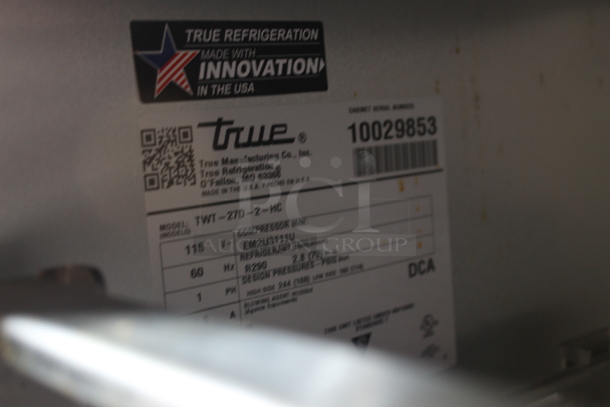 2020 True TWT-27D-2-HC Stainless Steel Commercial 2 Drawer Work Top Cooler w/ Back Splash on Commercial Casters. 115 Volts, 1 Phase. Tested and Working! - Image 7 of 7