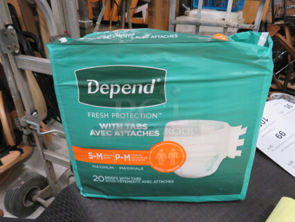 NEW Small/Medium Mens/Womens Depends. 20ct.