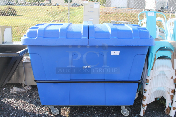 Lavex Blue Poly Cart w/ Lid on Commercial Casters. - Image 1 of 3