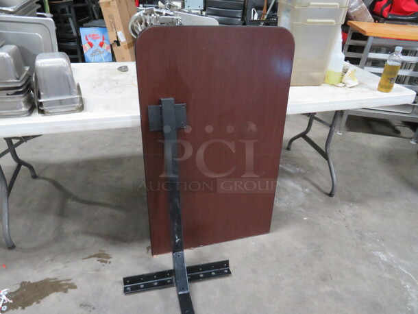 One Brown Laminate Booth Wall Mount Table Top With A Wall Mount Base. 42X26 - Image 1 of 1