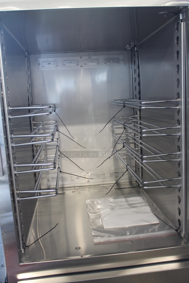 BRAND NEW! 2022 Alto Shaam 1200-UPS Commercial Stainless Steel Double Deck Heated Holding Cabinet With Steel Racks On Commercial Casters. 120V, 1 Phase. Tested and Working!   - Image 3 of 7