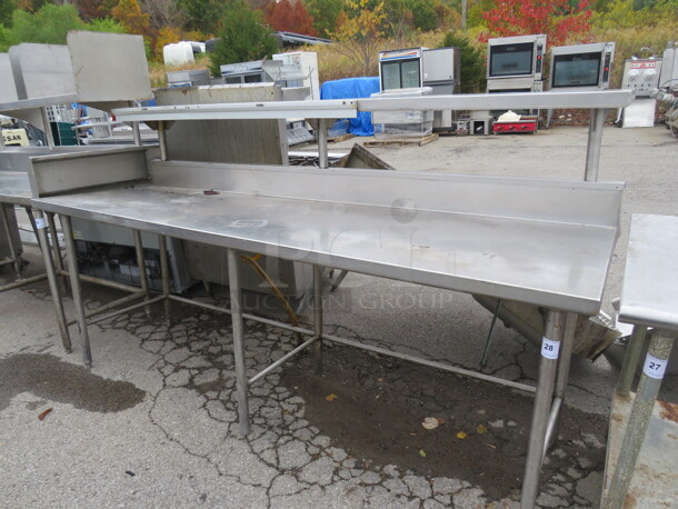 One Stainless Steel Table With Over Shelf And Ticket Rail. 96X33X52