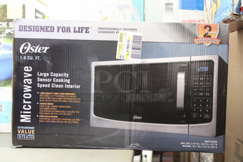 Oster 1.6cu. ft. Large Capacity, Sensor Cooking, Speed Clean Interior Microwave.