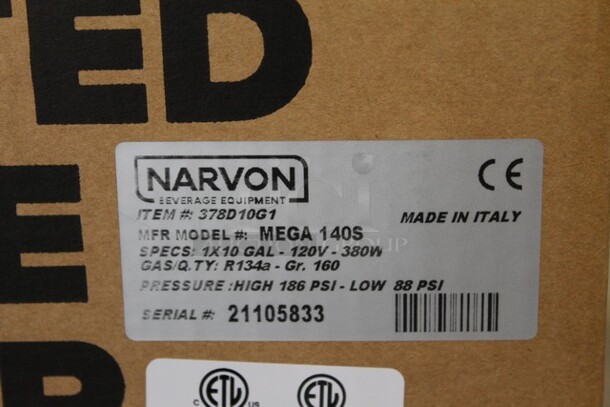 BRAND NEW IN BOX! Narvon MEGA 140S 378D10G1 Stainless Steel Commercial Single 10 Gallon Bowl Refrigerated Beverage Dispenser. 120 Volts, 1 Phase. Tested and Working! - Image 7 of 7