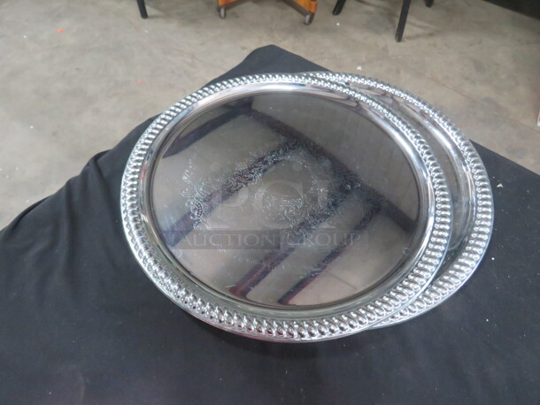 14 Inch Stainless Steel Serving Platters. 2XBID - Image 1 of 1