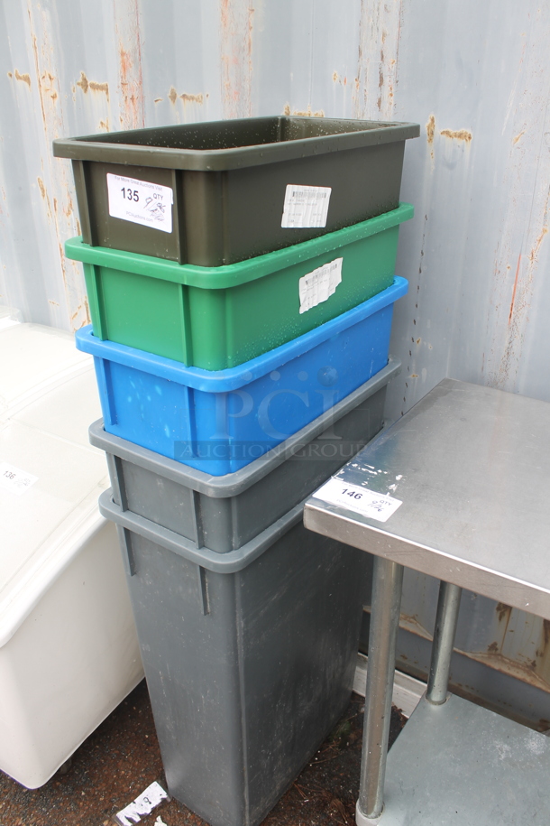 5 Poly Slim Jim Trash Cans. 5 Times Your Bid! - Image 2 of 2
