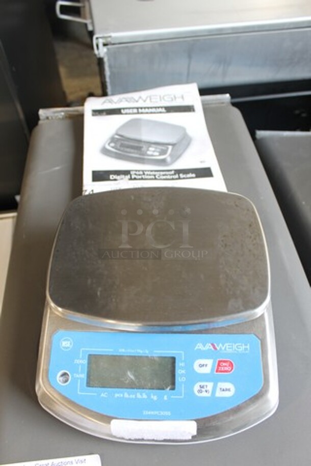 BRAND NEW SCRATCH AND DENT! AvaWeigh 334WPC30SS Stainless Steel Countertop Food Portioning Scale. Tested and Working!