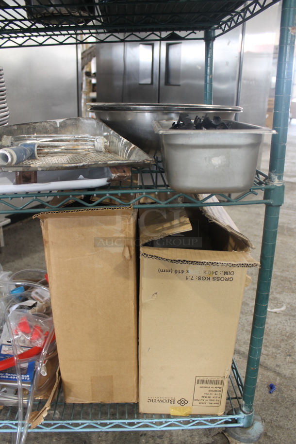 ALL ONE MONEY! Metro Lot of Various Items Including Metal Half Size Baking Pans, Stainless Steel Drop In Bins, Poly Trays. Does Not Include Shelving Unit. - Image 11 of 11