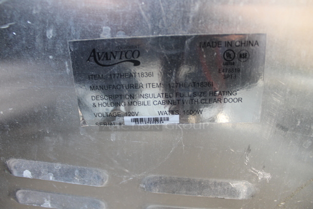Avantco 177Heat18361 Commercial Stainless Steel Electric Insulated Full Size Heating and Holding Mobile Cabinet With Clear Door. 120V. Tested and Working! - Image 5 of 6