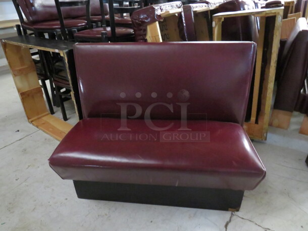 One Double Sided Burgundy Cushioned Booth. 44X46X36 - Image 1 of 1